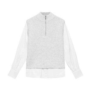 Mint Velvet Grey Layered Shirt Knit Jumper